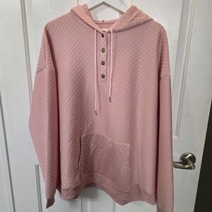 Pink Quilted Women's Hoodie Sweatshirt